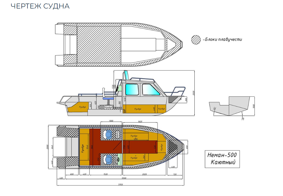 Алюминиевый катер Неман-500 (каютный) в Оренбурге