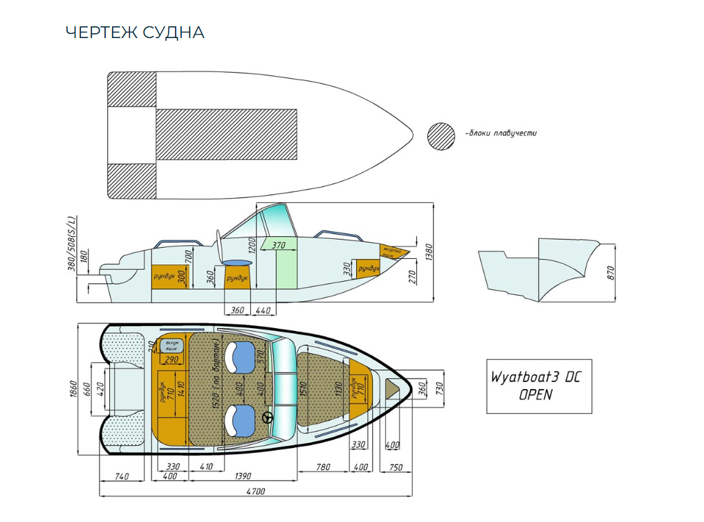 Стеклопластиковый катер Wyatboat-3 DC Open в Оренбурге