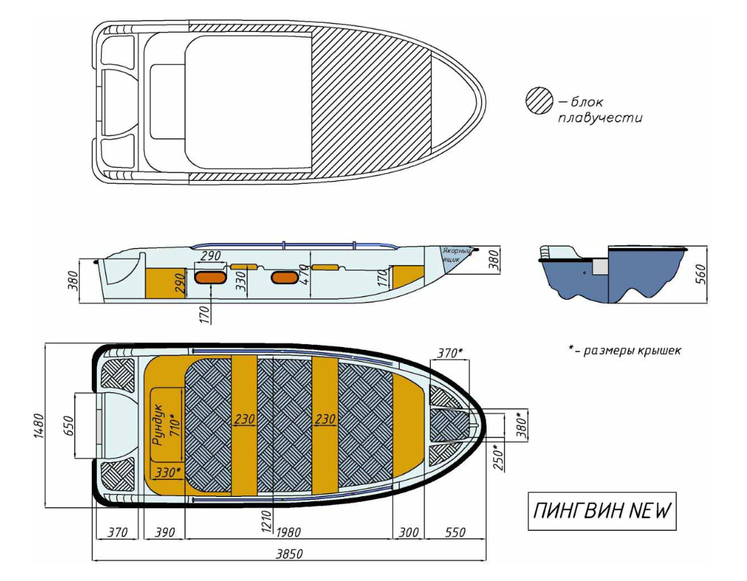 Стеклопластиковая лодка Пингвин New (тримаран) в Оренбурге