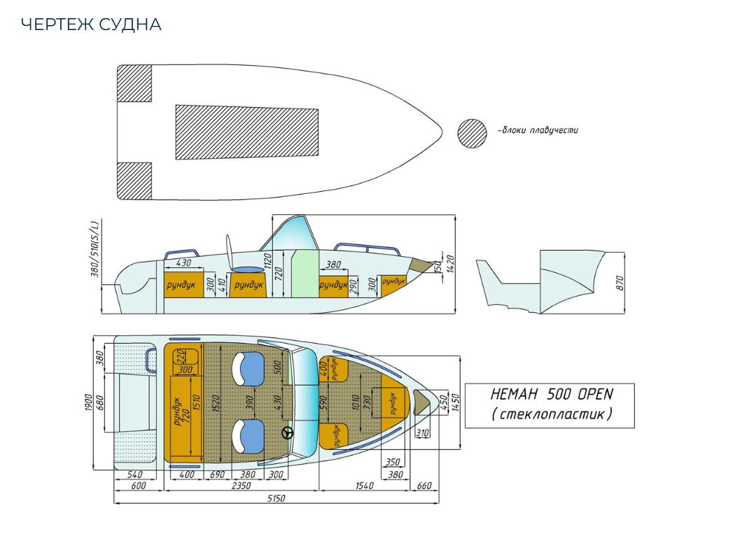 Стеклопластиковый катер Neman-500 Open в Оренбурге