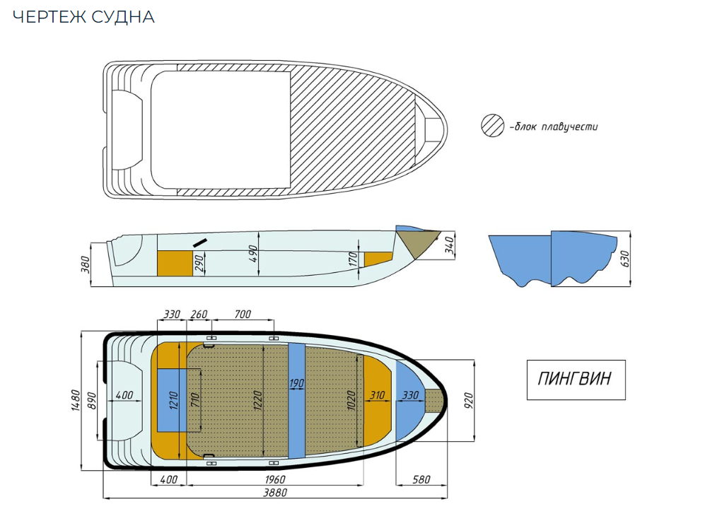 Стеклопластиковая лодка Пингвин (тримаран) в Оренбурге
