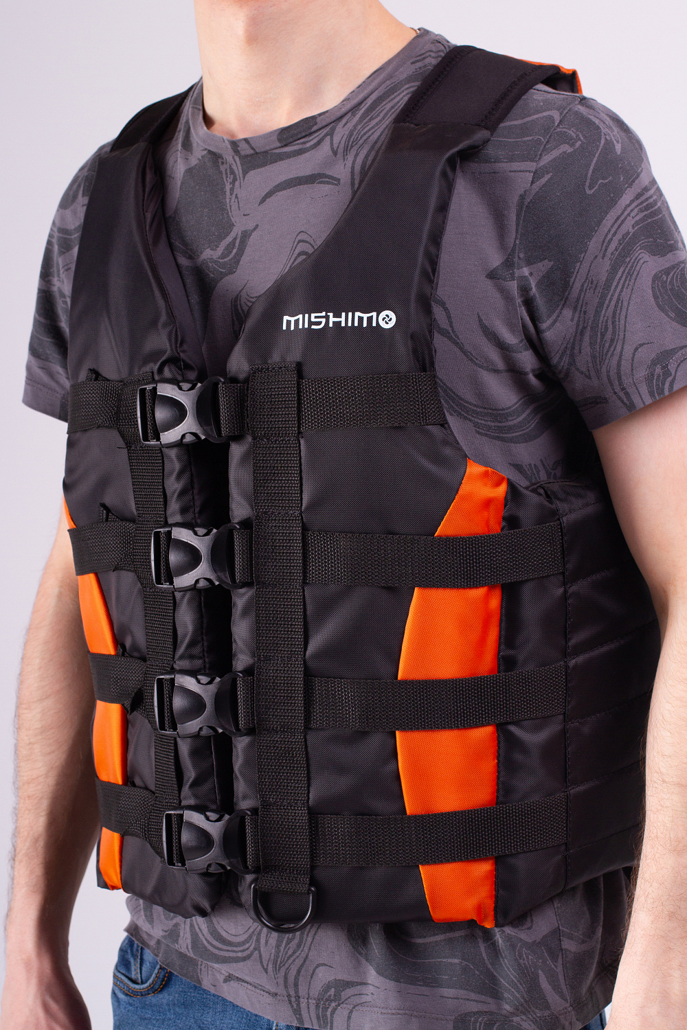 Жилет спасательный MISHIMO PRO Премиум качества Черно-оранжевый в Оренбурге